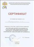    Сертификат участника областного семинара "Воспитание детей и молодёжи как стратегический приоритет: муниципальная модель позитивной социализации обущающихся"